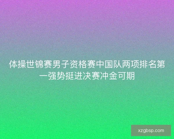 体操世锦赛男子资格赛中国队两项排名第一强势挺进决赛冲金可期